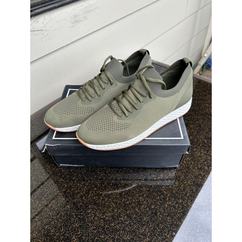 J/SLIDES Olive Green Knit Athletic Sneakers